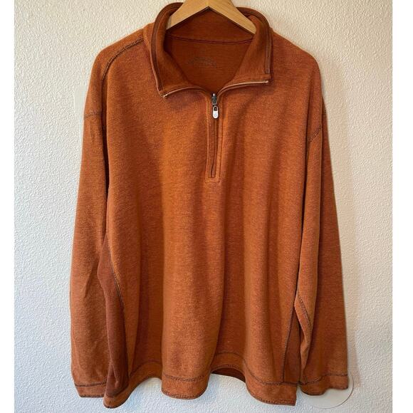 Tommy Bahama Denim Men’s Reversible Burnt Orange Half Zip Henley Sweater 3XL
